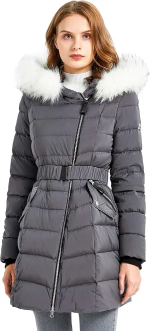 Orolay Women's Down Jacket Winter Bubble Coat Puffer Jacket with Fur Hood