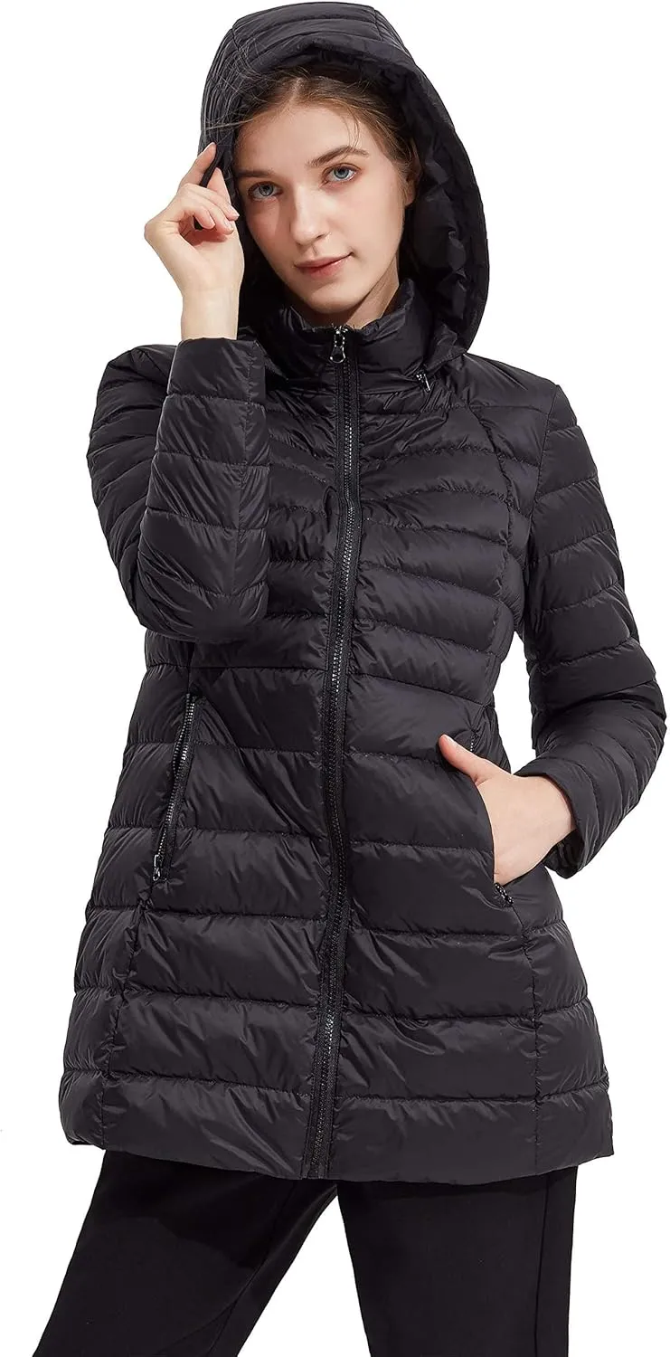 Orolay Women's Light Quilted Down Jacket Bubble Coat Packable Hooded Puffer Jacket