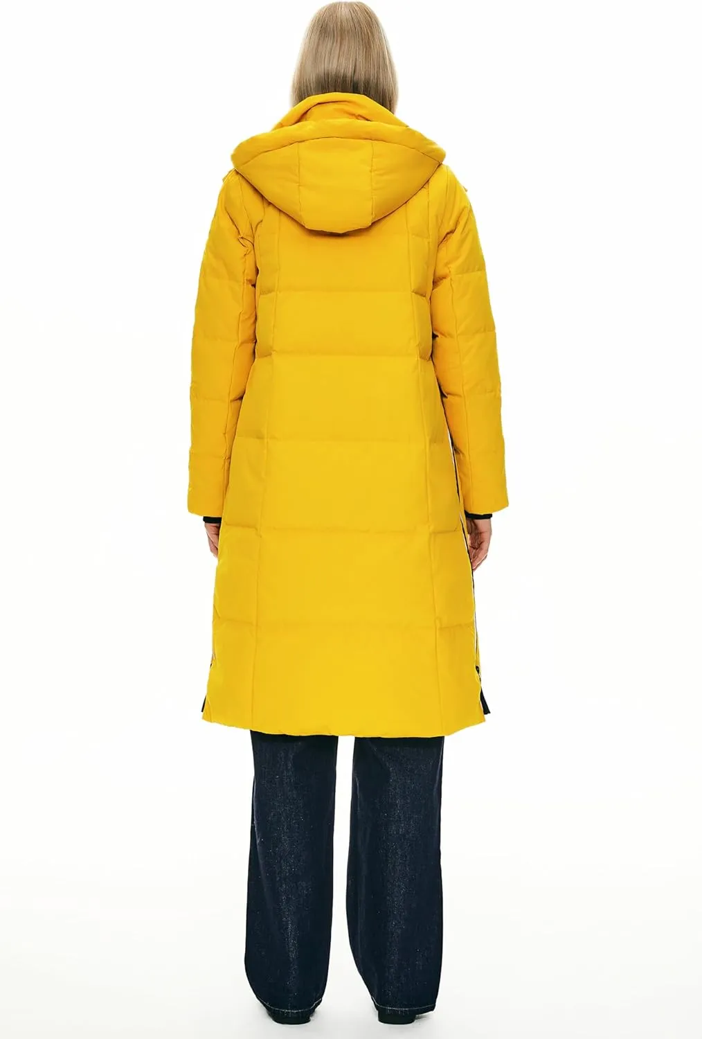Orolay Women's Thickened Long Down Jacket Winter Down Coat Hooded Puffer Jacket with Side Zipper