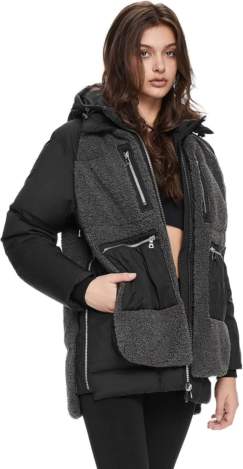 Orolay Women's Thickened Winter Down Coat Windproof Hooded Puffer Jacket with 6 Pockets