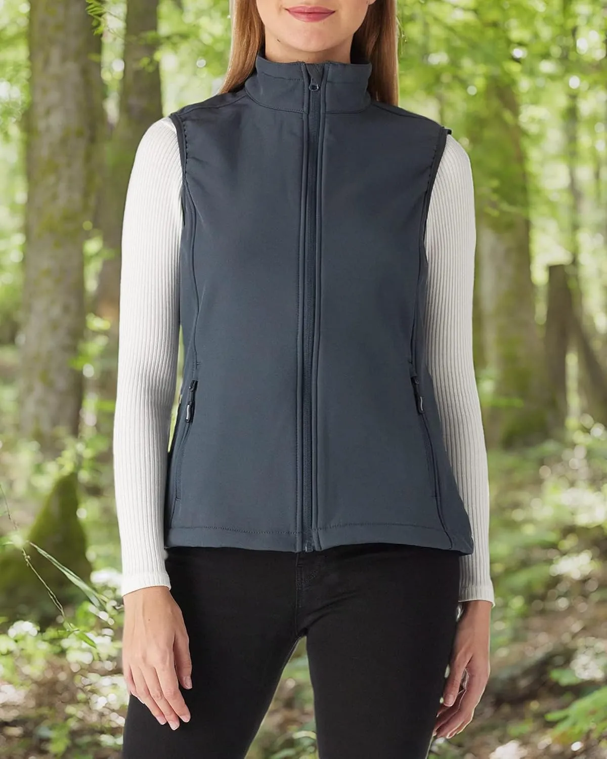 Outdoor Ventures Women's Lightweight Softshell Vest Windproof Fleece Lined Zip Up Sleeveless Jacket for Running Hiking Golf