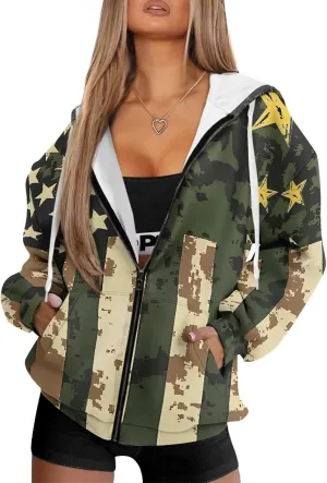 Oversized Sweatshirts for Women Zip Up Hoodies Fall Long Sleeve Jackets with Pockets Hooded Tops Loose Y2K Outfits