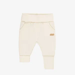 Pantalon évolutif crème en doux coton français, naissance || Cream evolutive pants in soft french cotton, newborn