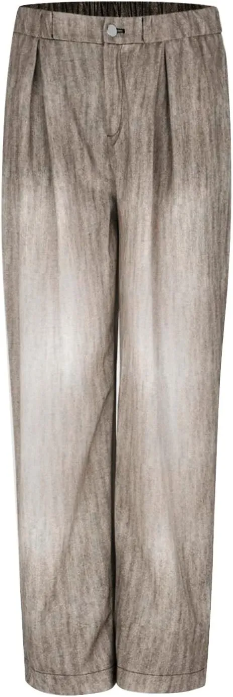 Pants for Women Women's Wide Leg Baggy Jeans Plus Size Loose Elastic Waist Denim Pants with Deep Pockets