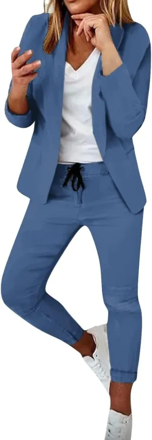 Pants Suits for Women 2 Piece Set Business Casual Outfits Blazer Work Office Jackets and Pencil Pants Dressy Suit