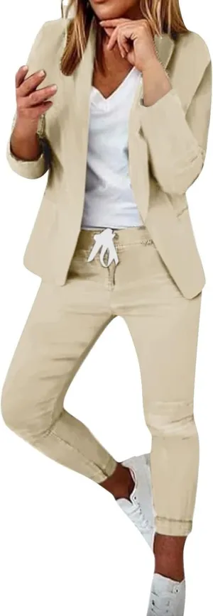 Pants Suits for Women 2 Piece Set Business Casual Outfits Blazer Work Office Jackets and Pencil Pants Dressy Suit