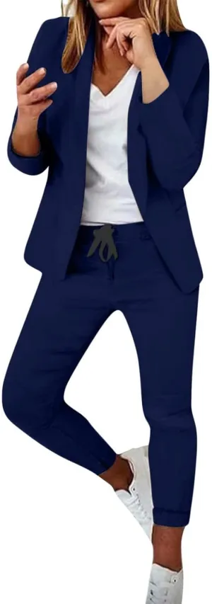 Pants Suits for Women 2 Piece Set Business Casual Outfits Blazer Work Office Jackets and Pencil Pants Dressy Suit