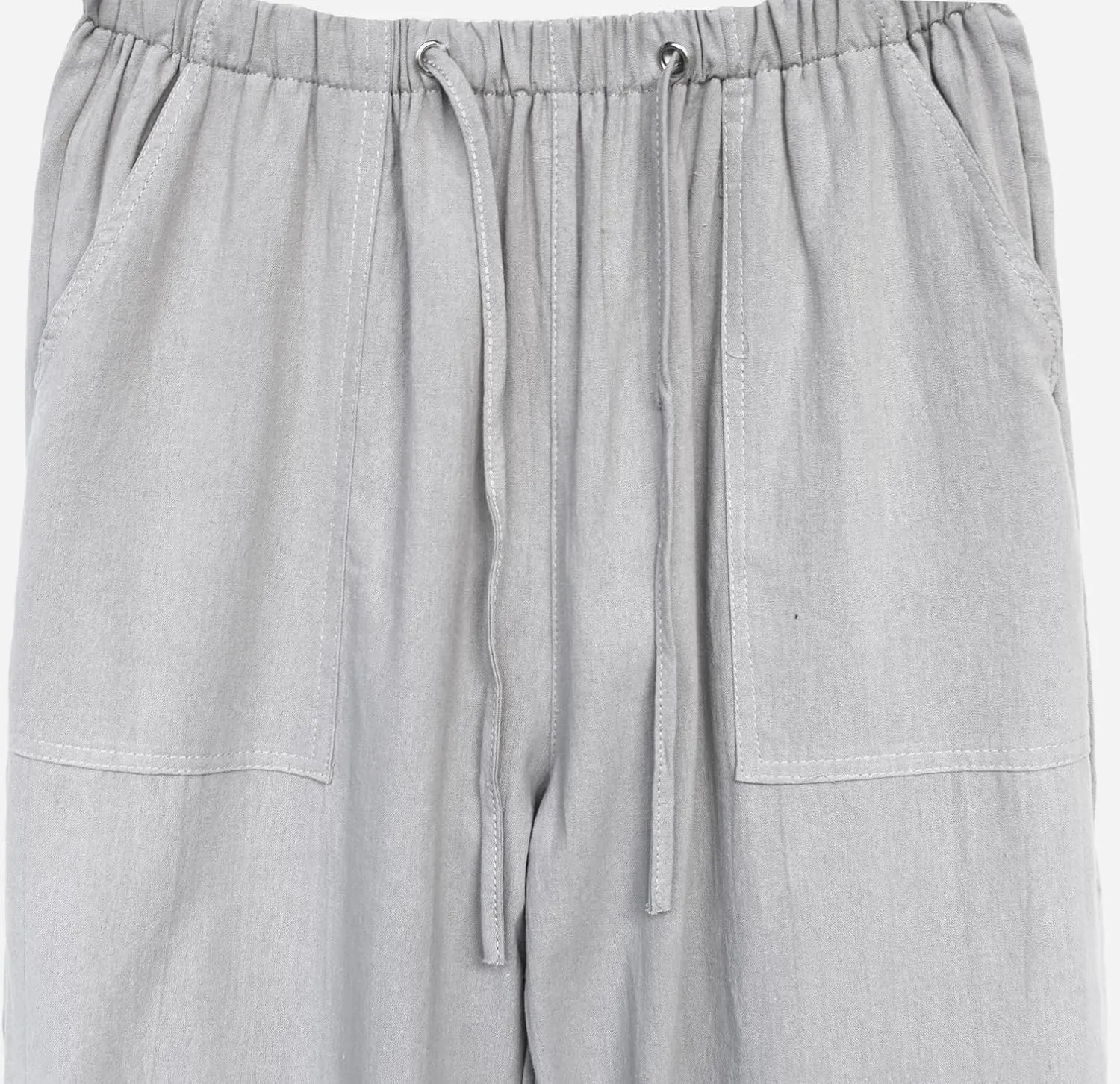 perdontoo Mens Casual Cotton Linen Pants Elastic Waist Drawstring Straight Summer Beach Pants