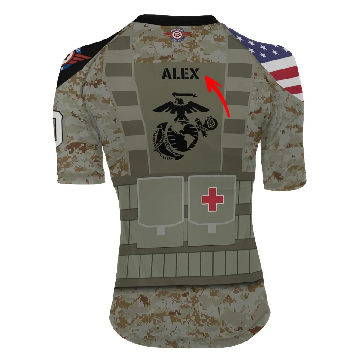 Personalized USA Marine Corp Veteran Women's Short Sleeve Rash Guard