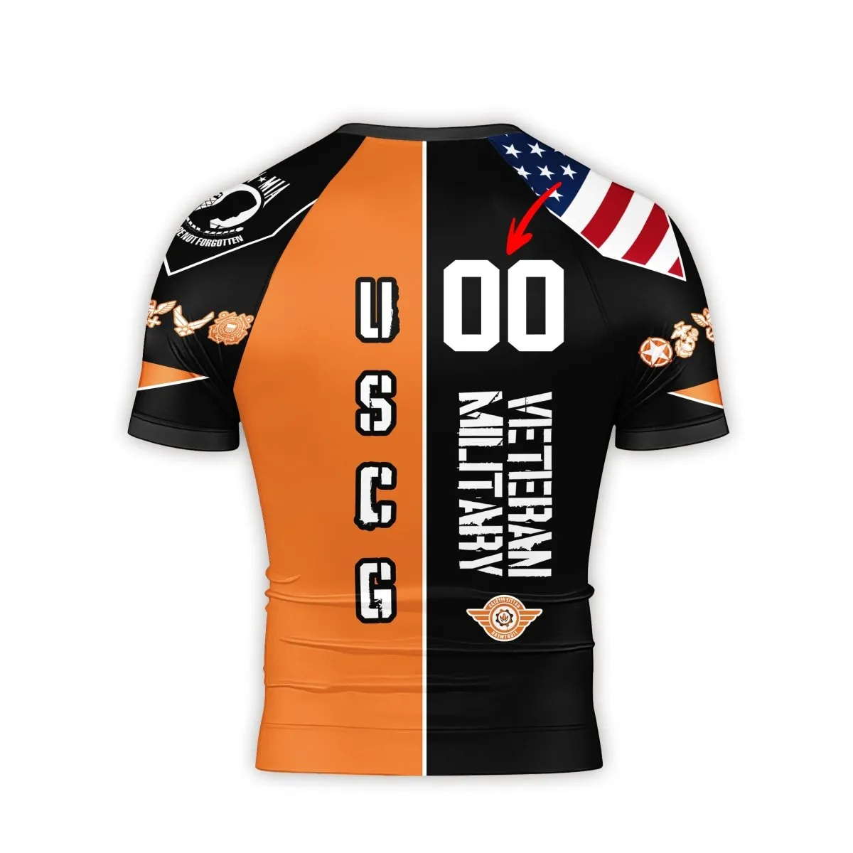 Personalized Veteran USCG Football Men's Short Sleeve Rash Guard