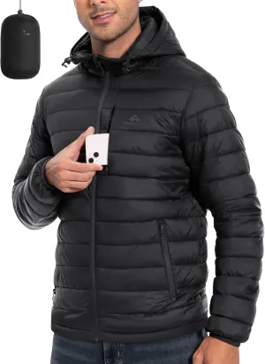 Pioneer Camp Men's Lightweight Packable Puffer Jacket with Hood Warm Puffy Winter Jacket Coat Insulated for Ski Hiking Travel