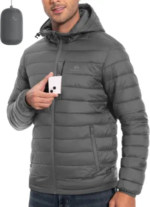 Pioneer Camp Men's Lightweight Packable Puffer Jacket with Hood Warm Puffy Winter Jacket Coat Insulated for Ski Hiking Travel