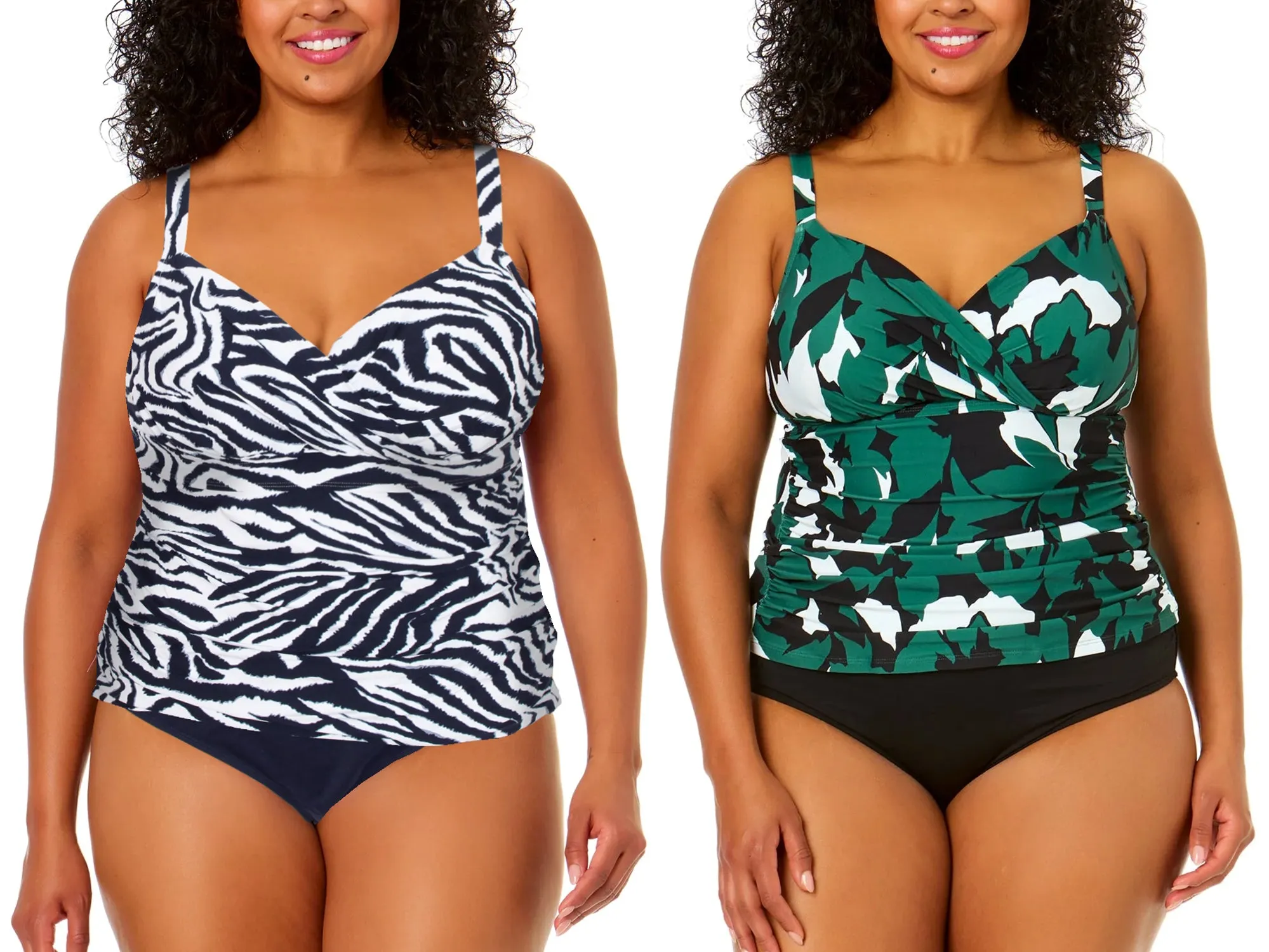 PL-ACTKCOL-2 - Wholesale Women's Plus Twist Front Tankini