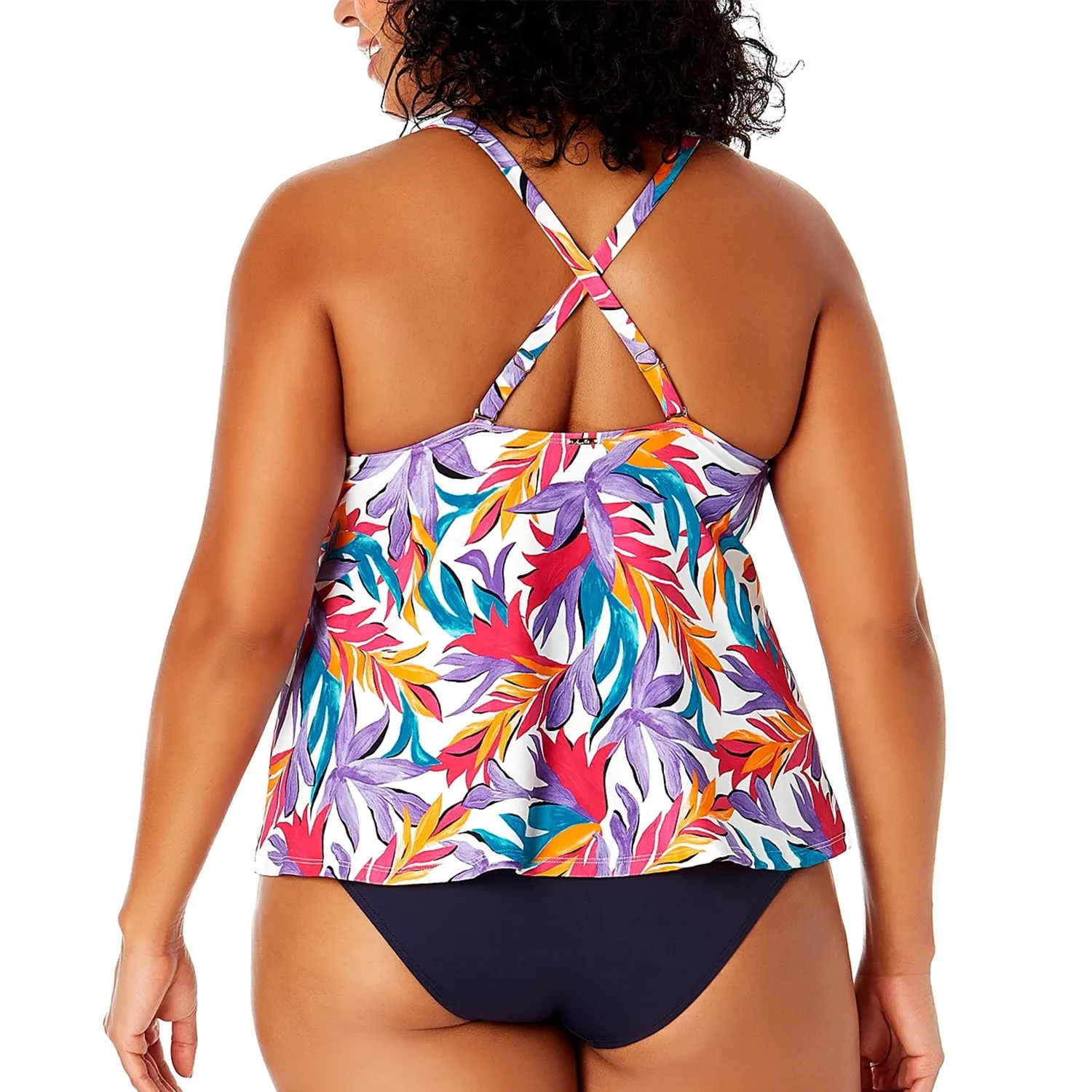 PL-ACTKCOL - Wholesale Women's Plus Printed Tankinis
