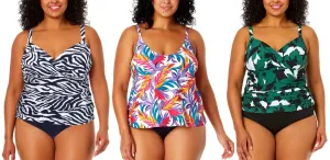 PL-ACTKCOL - Wholesale Women's Plus Printed Tankinis