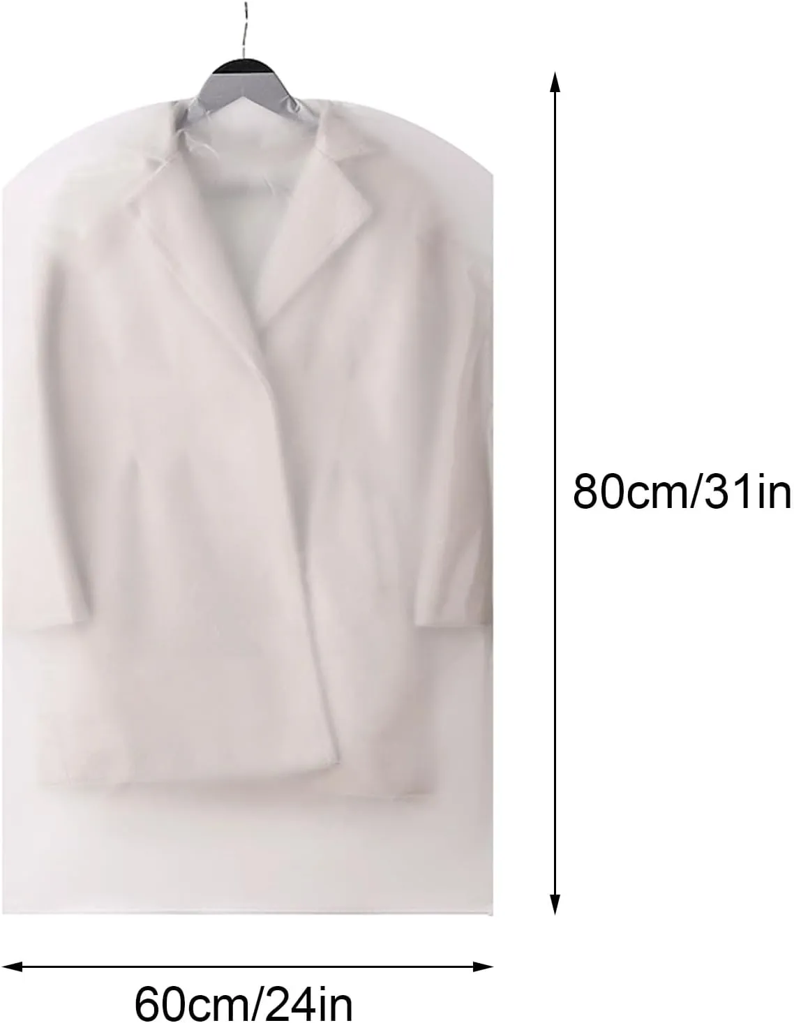 Plastic Clothes Covers, Garment Bag, Bottom Slider Opening, Independent Hanging, Suitable for Shirts, Jackets, Dresses(60x80cm x31in)