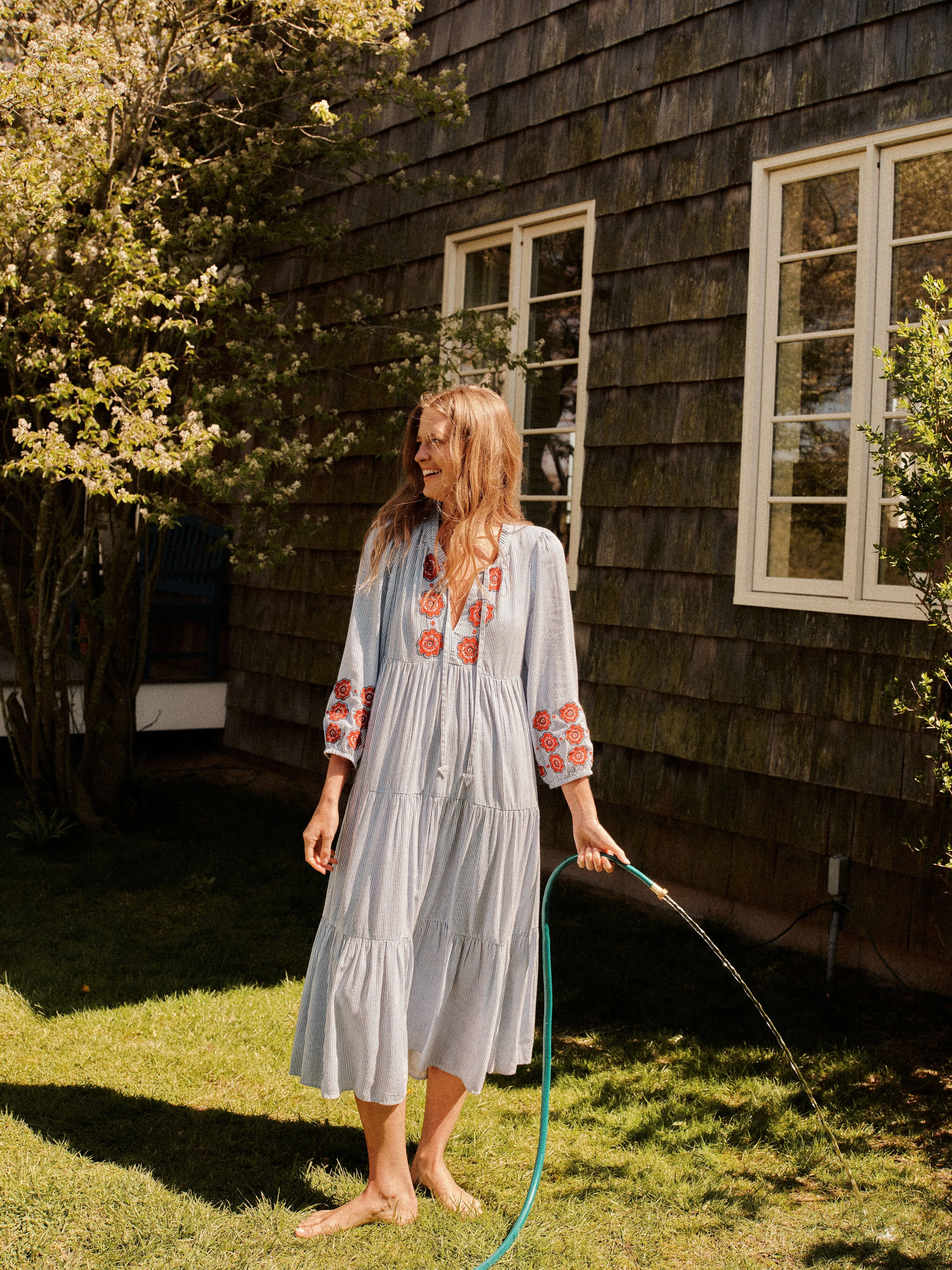 Poppy Stripe Long Sleeve Salty Paloma Caftan