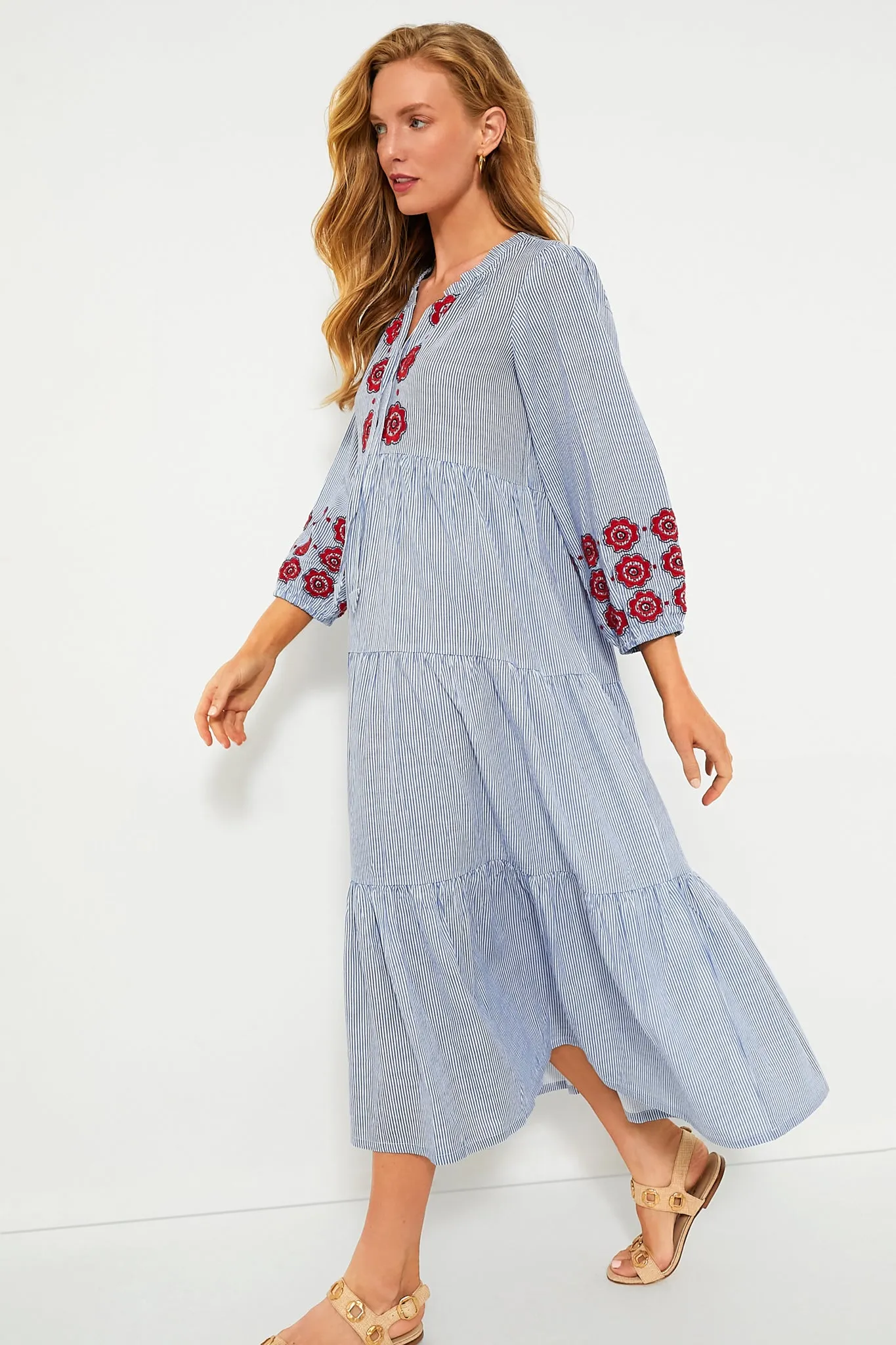 Poppy Stripe Long Sleeve Salty Paloma Caftan