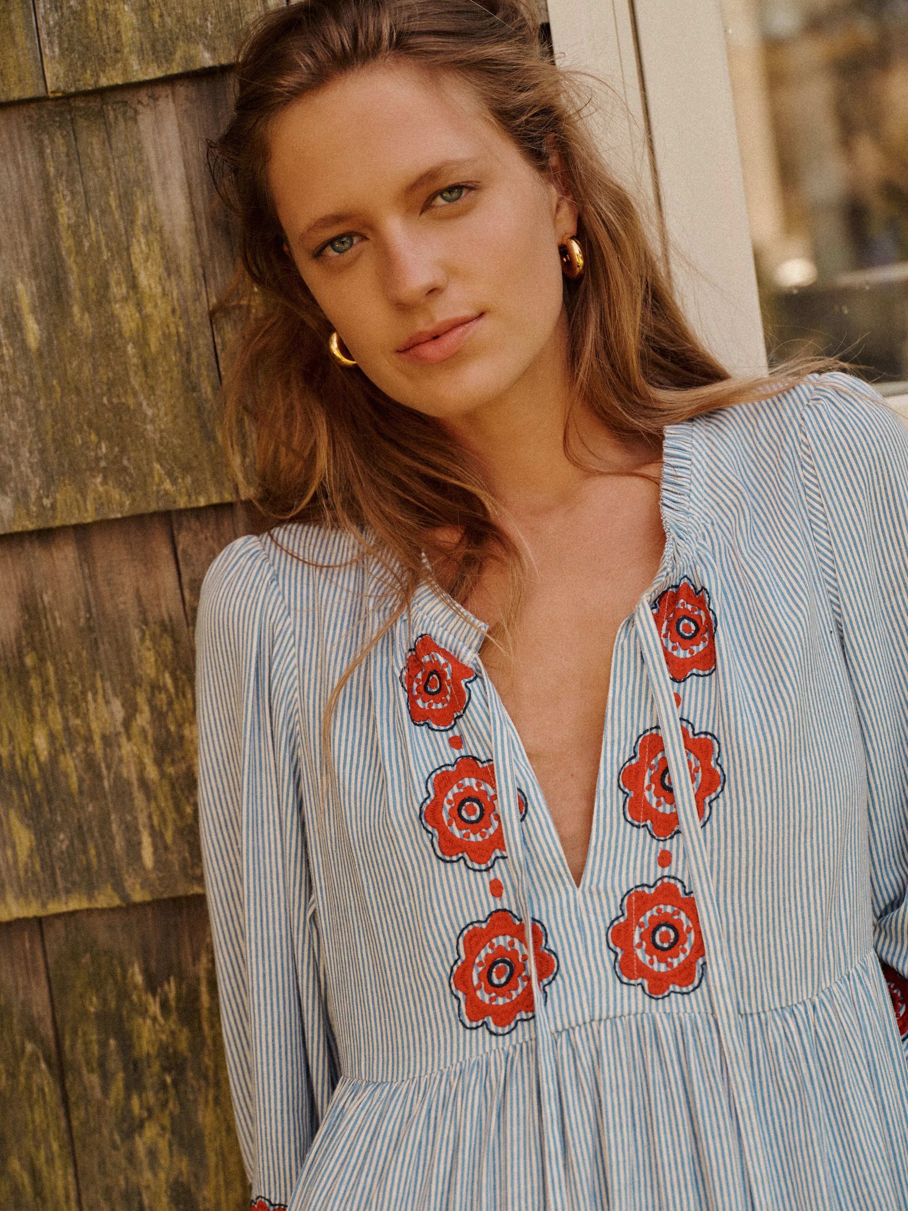 Poppy Stripe Long Sleeve Salty Paloma Caftan