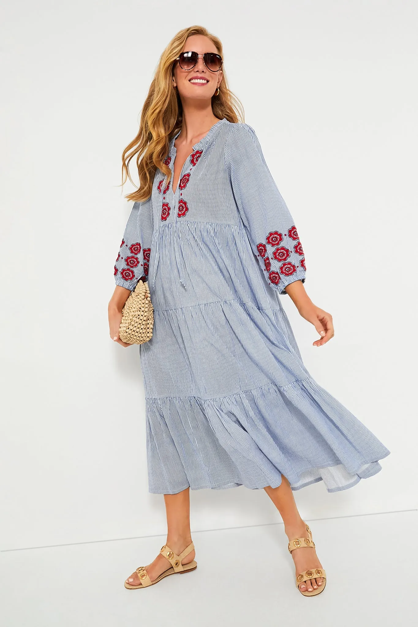 Poppy Stripe Long Sleeve Salty Paloma Caftan