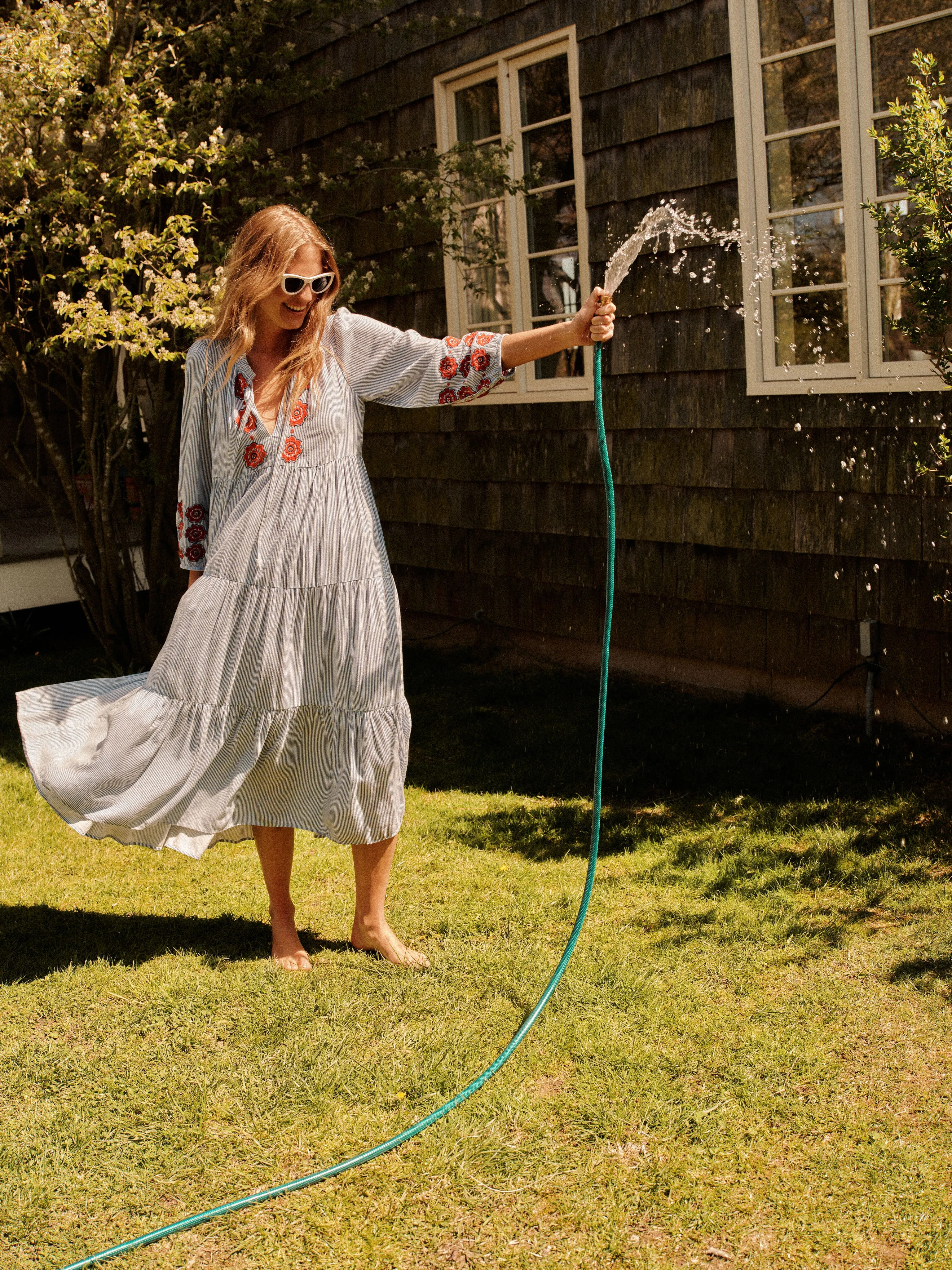 Poppy Stripe Long Sleeve Salty Paloma Caftan