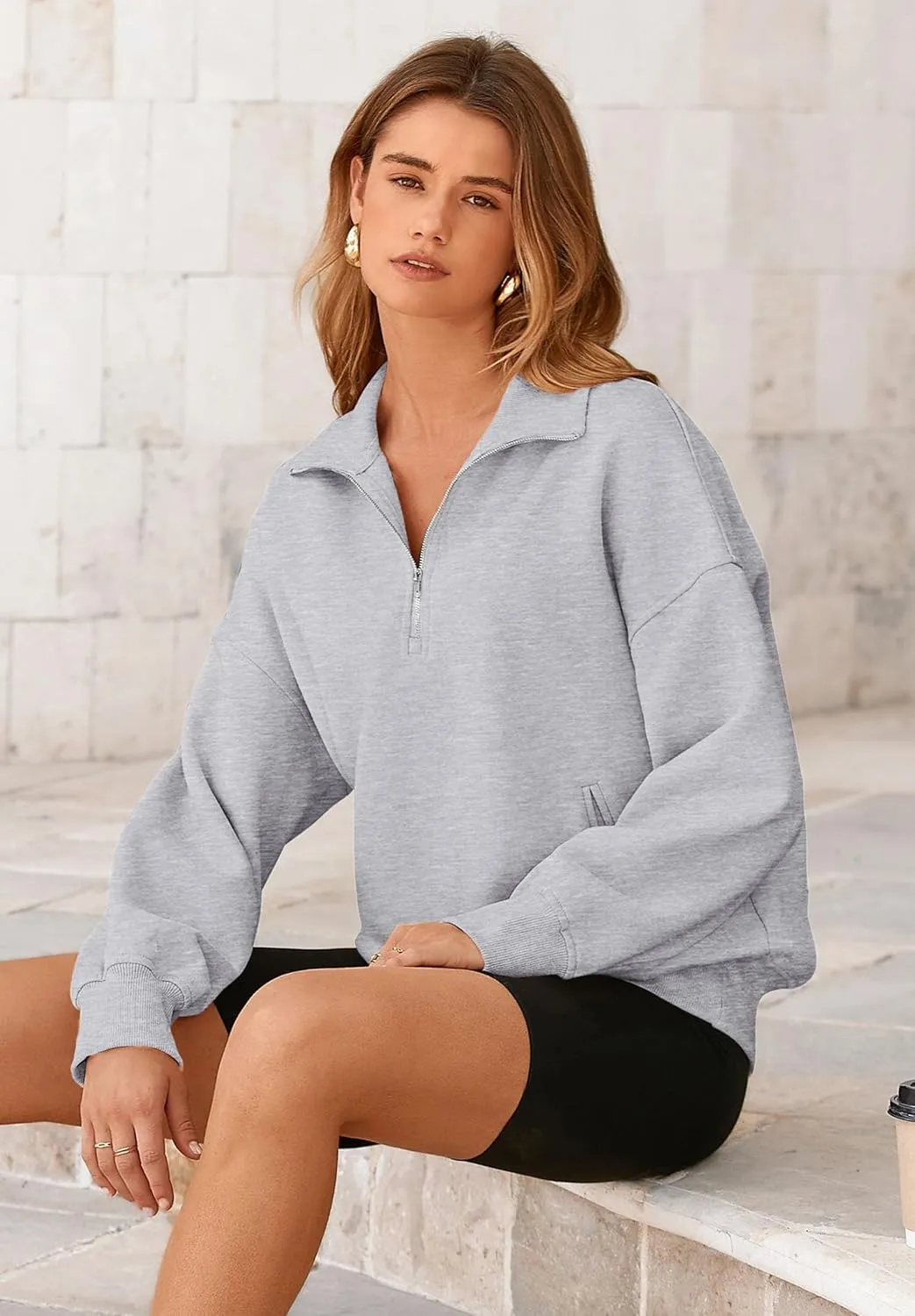 PRETTYGARDEN Women's Fall Fashion Half Zip Sweatshirts Long Sleeve Collared Cropped Pullover Tops Trendy Y2K Clothes