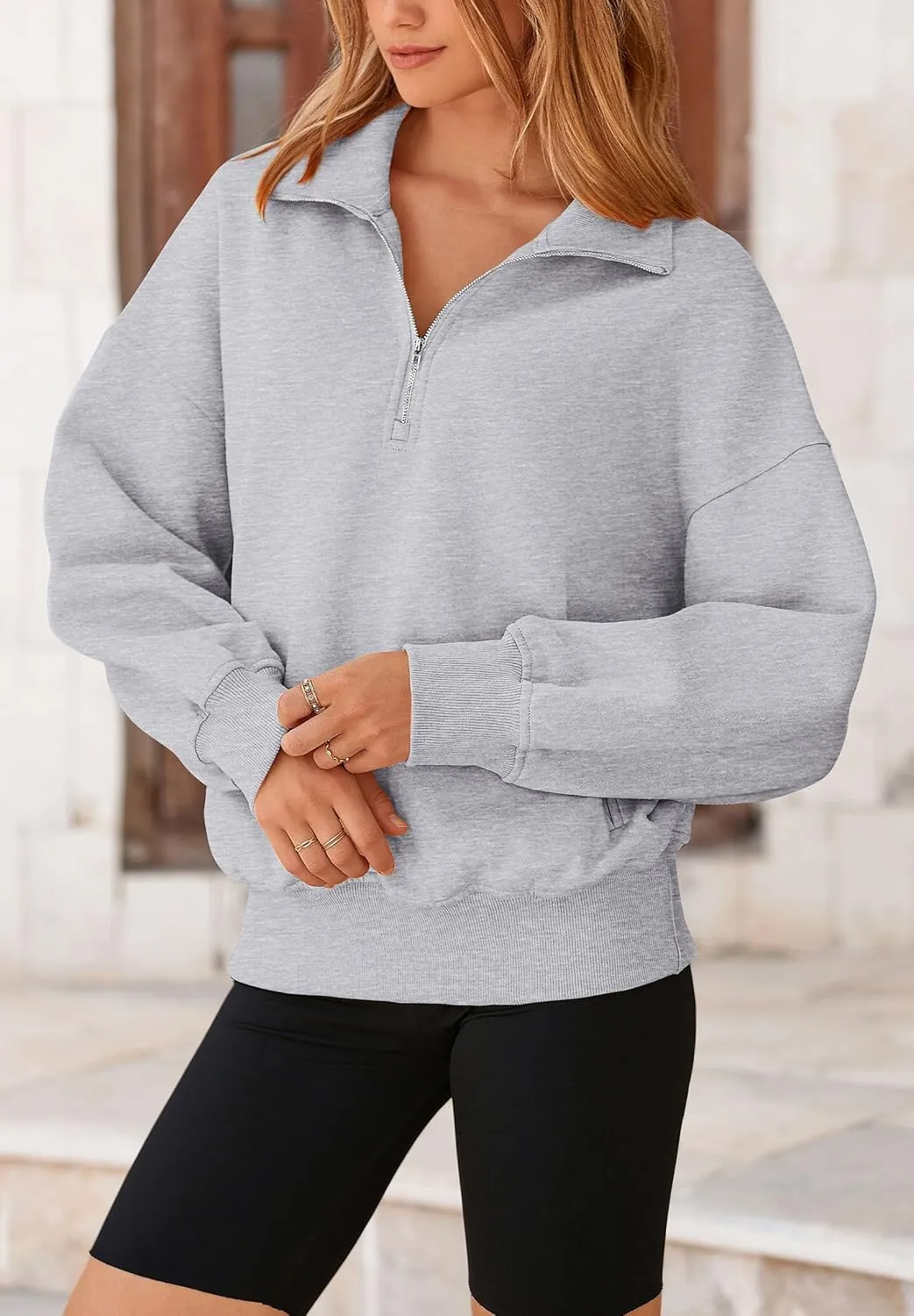 PRETTYGARDEN Women's Fall Fashion Half Zip Sweatshirts Long Sleeve Collared Cropped Pullover Tops Trendy Y2K Clothes