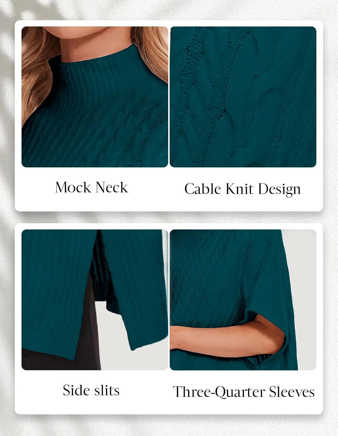 PULI Womens Cable Knit Mock Neck Poncho Sweater Chunky Warm Shawls Sleeveless Pullover Cloak for Fall Winter