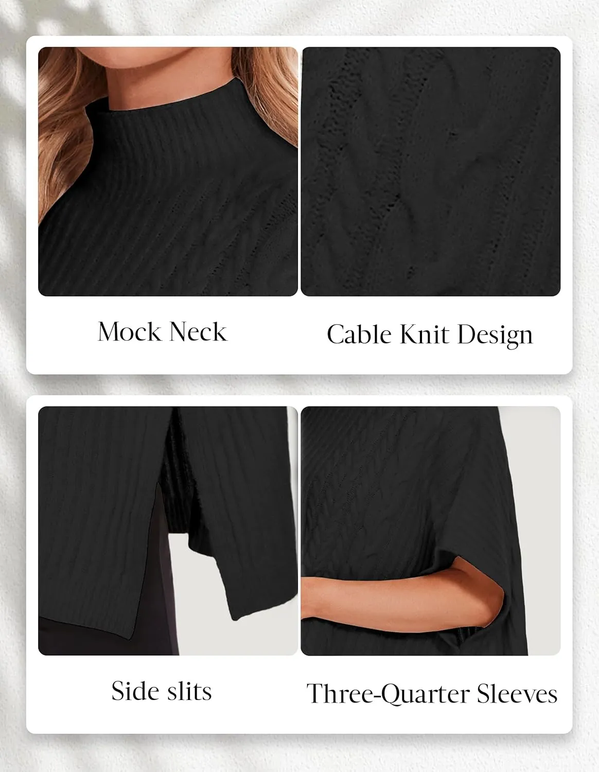 PULI Womens Cable Knit Mock Neck Poncho Sweater Chunky Warm Shawls Sleeveless Pullover Cloak for Fall Winter