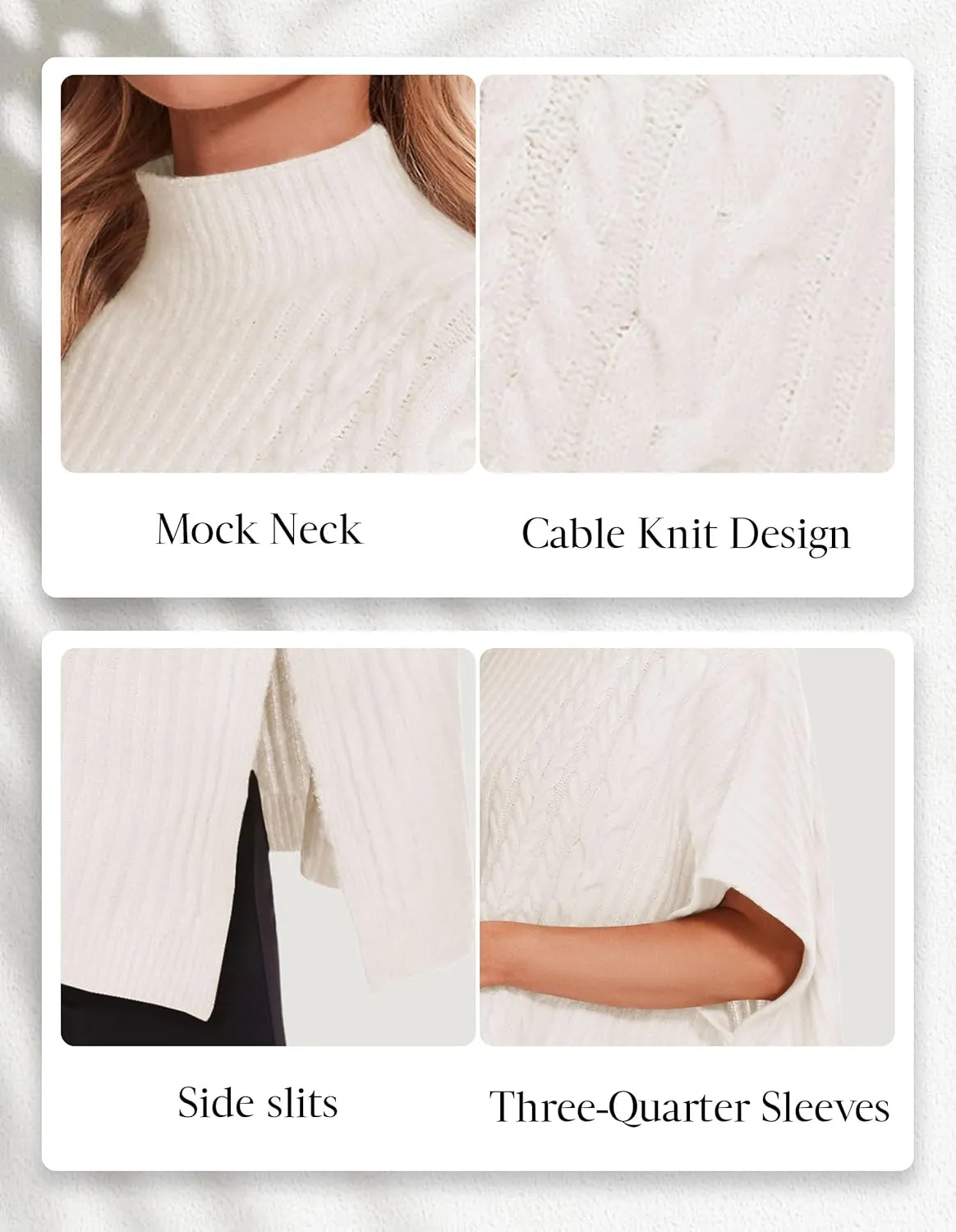 PULI Womens Cable Knit Mock Neck Poncho Sweater Chunky Warm Shawls Sleeveless Pullover Cloak for Fall Winter