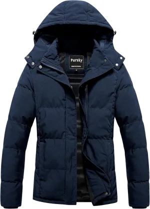 Pursky Women's Warm Winter Thicken Coat Waterproof Cropped Jackets Parka With Removable Hood