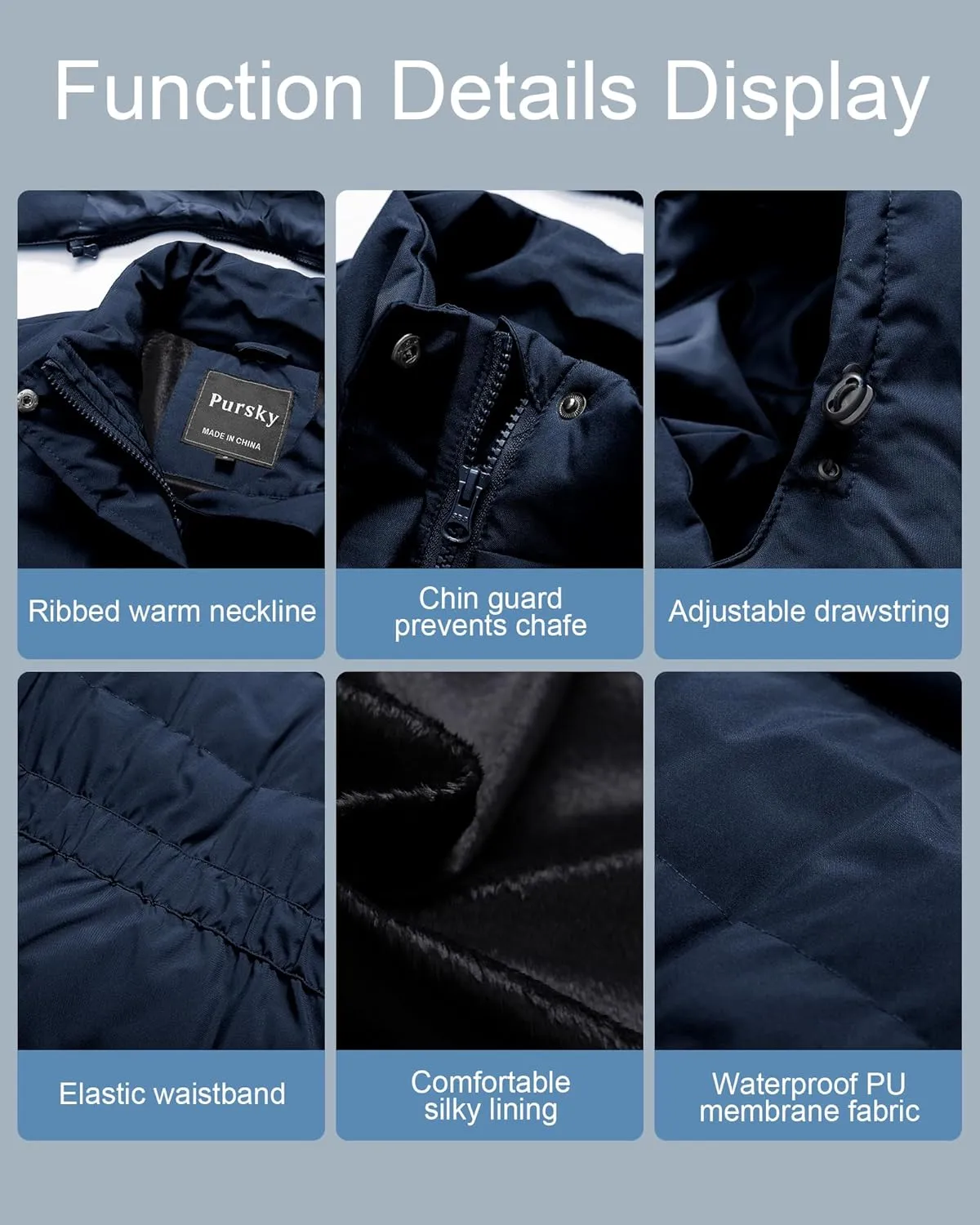 Pursky Women's Warm Winter Thicken Coat Waterproof Cropped Jackets Parka With Removable Hood