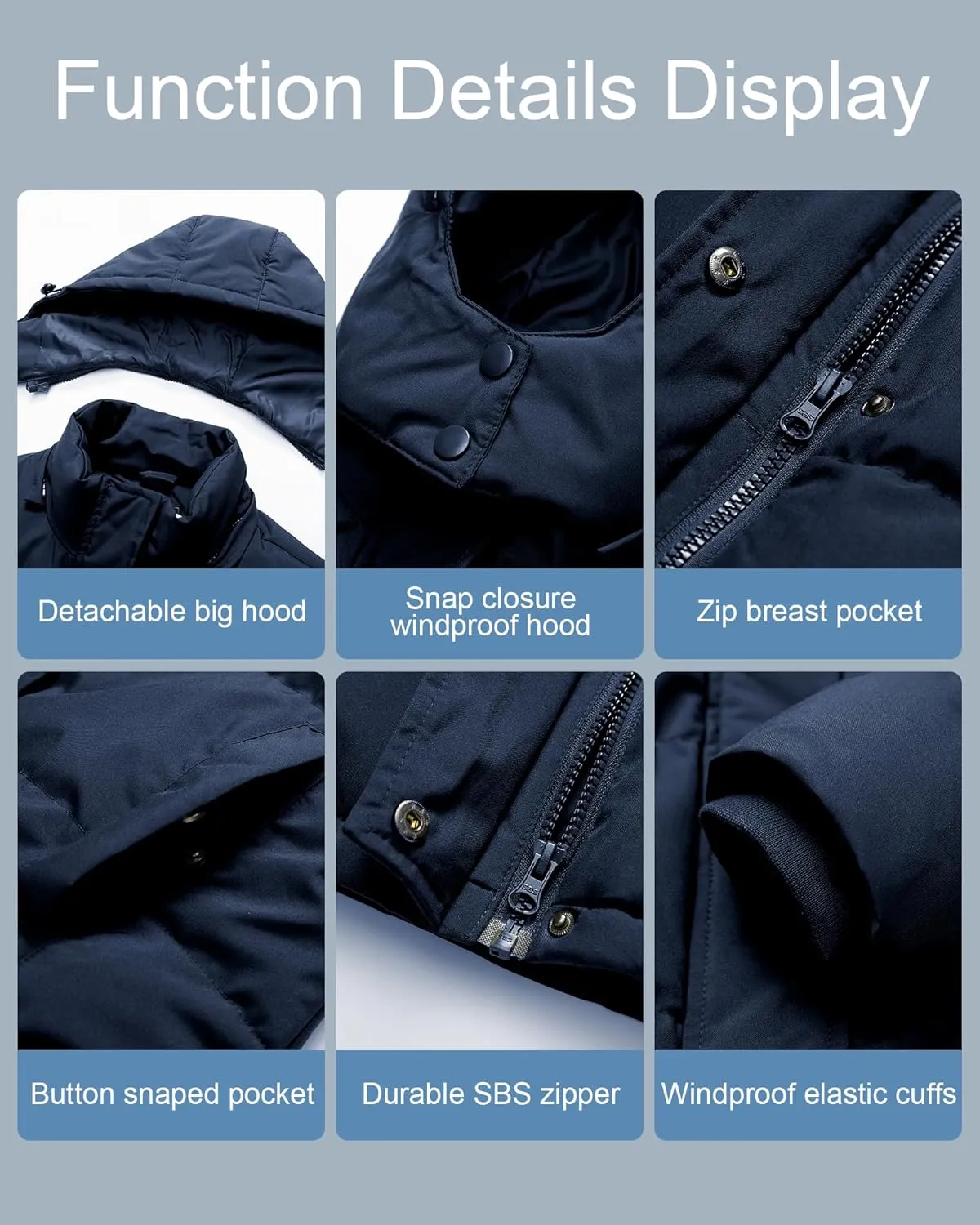Pursky Women's Warm Winter Thicken Coat Waterproof Cropped Jackets Parka With Removable Hood