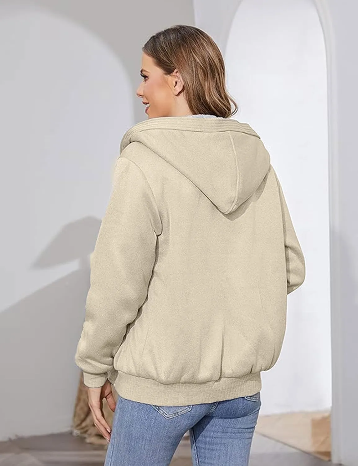 PUWEI Women's Winter Warm Fleece Jackets Thick Sherpa Lined Zip up Hoodies Heavyweight Sweatshirt Coat