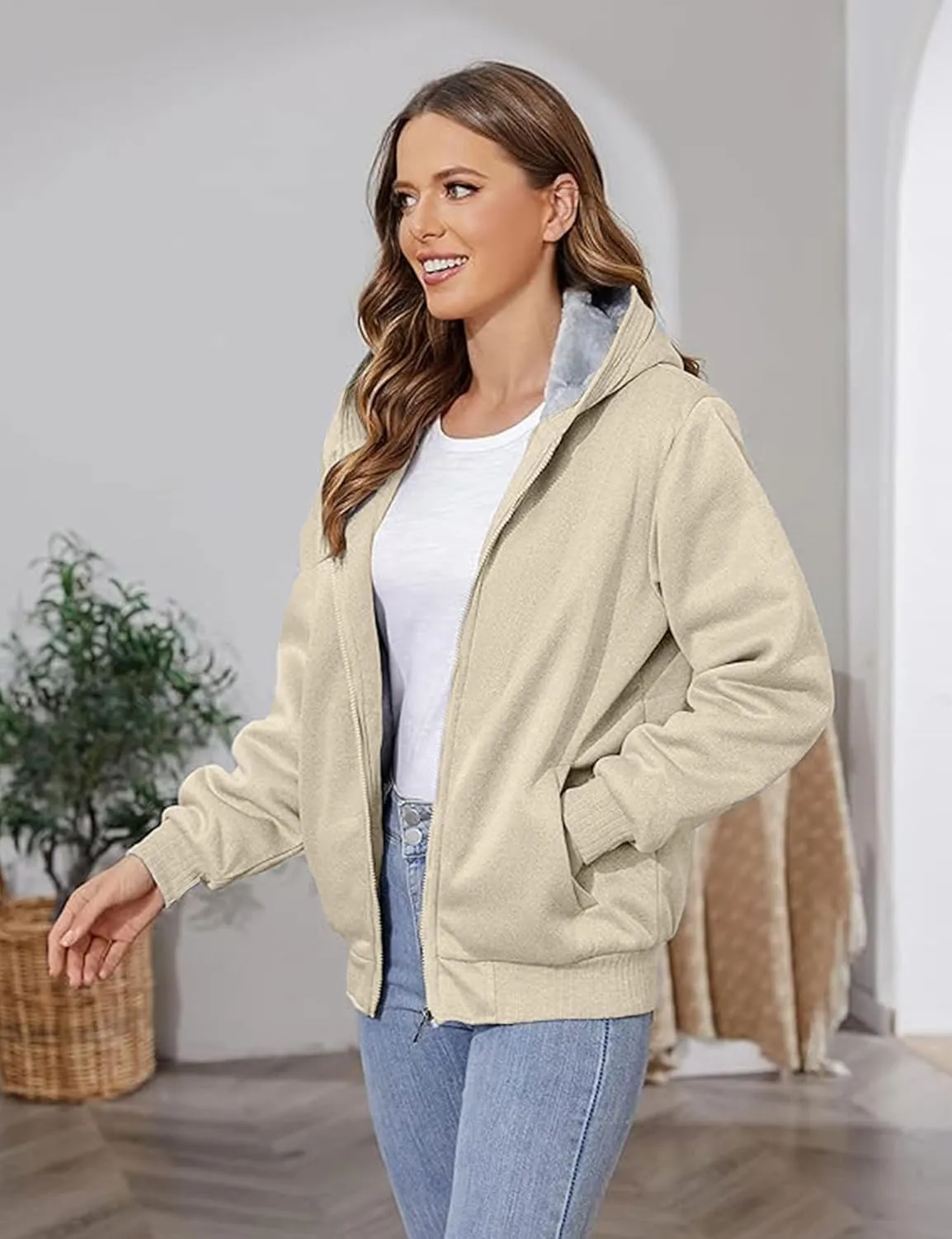 PUWEI Women's Winter Warm Fleece Jackets Thick Sherpa Lined Zip up Hoodies Heavyweight Sweatshirt Coat
