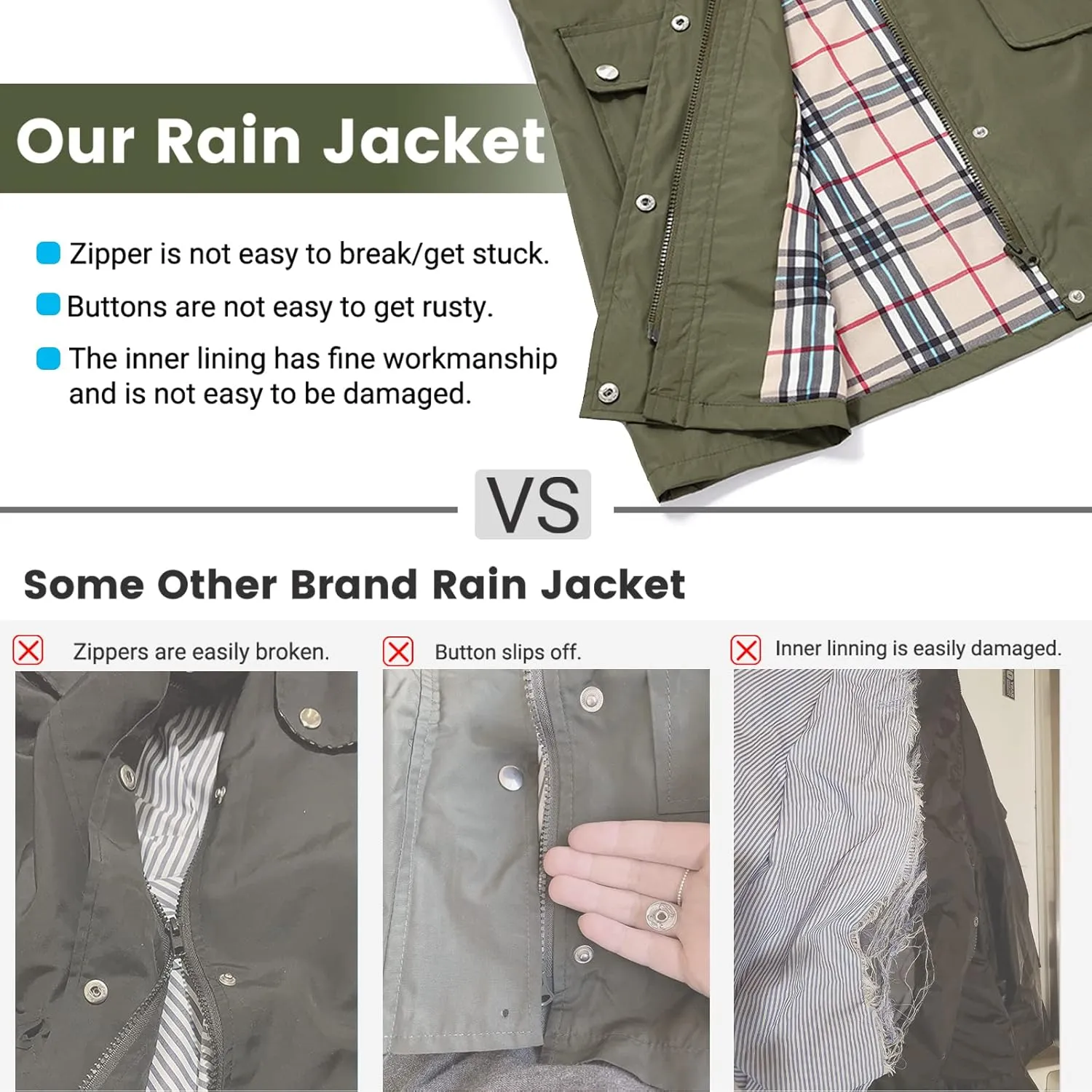 Rain Coat for Women Waterproof with Hood Lightweight Women's Rain Jacket Outdoor Trench Windbreaker Long Raincoats