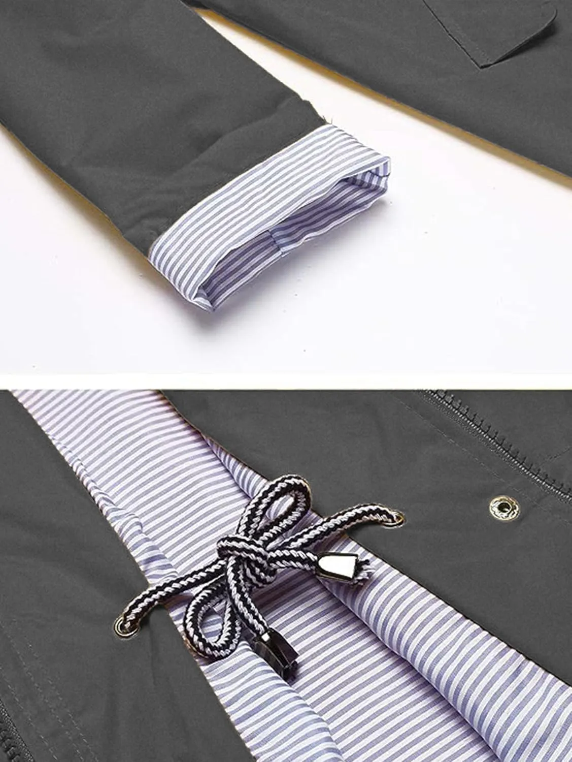 Rain Jacket Women Striped Lined Hooded Lightweight Raincoat Outdoor Waterproof Windbreaker