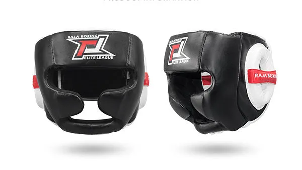 RAJA ELITE LEAGUE MUAY THAI BOXING MMA SPARRING PROTECTIVE GEAR SET Adult & Junior Size S-XL Black White