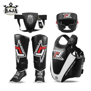 RAJA ELITE LEAGUE MUAY THAI BOXING MMA SPARRING PROTECTIVE GEAR SET Adult & Junior Size S-XL Black White