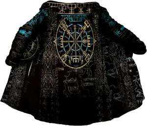 Raven Viking Tattoo Symbol 3D Printed Thick Warm Hooded Cloak Men Overcoat Windproof Fleece Jacket