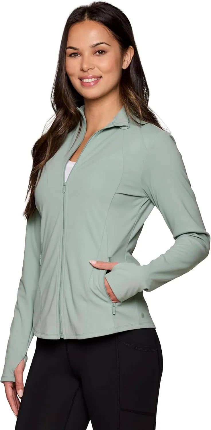 RBX Active Running Jacket for Women, Lightweight Zip Up Mock Neck Yoga Jacket With Zipper Pockets