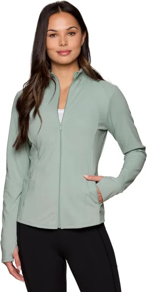 RBX Active Running Jacket for Women, Lightweight Zip Up Mock Neck Yoga Jacket With Zipper Pockets