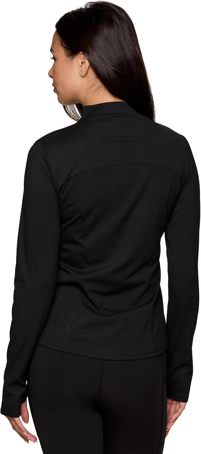 RBX Active Running Jacket for Women, Lightweight Zip Up Mock Neck Yoga Jacket With Zipper Pockets