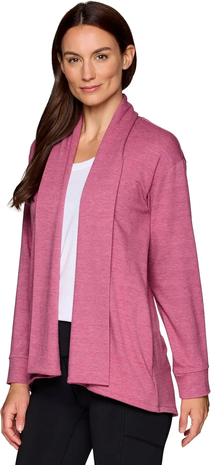 RBX Active Women's Cardigan with Pockets, Lightweight French Terry Open Cardigan Sweater for Yoga, Everyday, with Plus Sizes