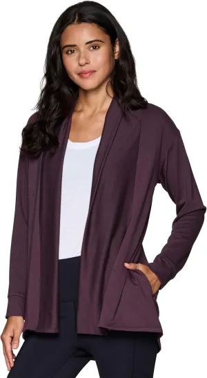 RBX Active Women's Cardigan with Pockets, Lightweight French Terry Open Cardigan Sweater for Yoga, Everyday, with Plus Sizes