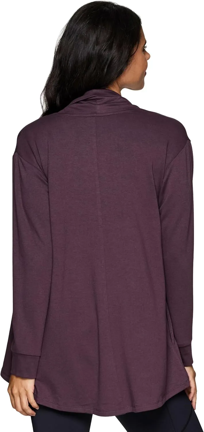 RBX Active Women's Cardigan with Pockets, Lightweight French Terry Open Cardigan Sweater for Yoga, Everyday, with Plus Sizes