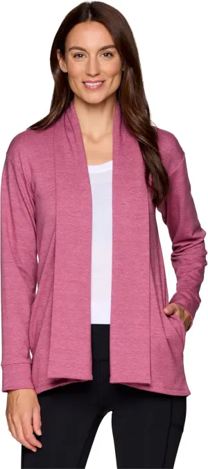 RBX Active Women's Cardigan with Pockets, Lightweight French Terry Open Cardigan Sweater for Yoga, Everyday, with Plus Sizes