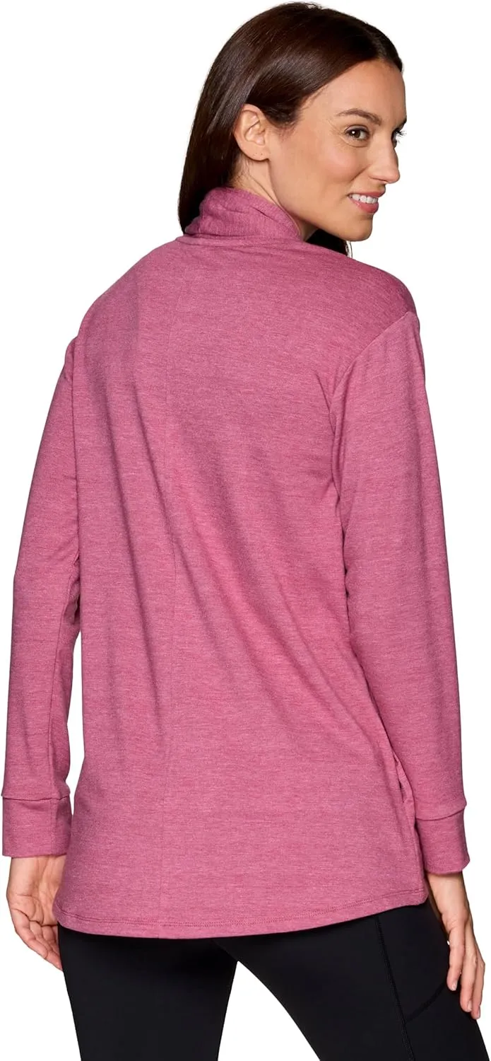 RBX Active Women's Cardigan with Pockets, Lightweight French Terry Open Cardigan Sweater for Yoga, Everyday, with Plus Sizes