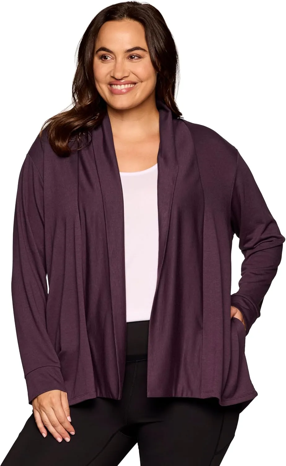 RBX Active Women's Cardigan with Pockets, Lightweight French Terry Open Cardigan Sweater for Yoga, Everyday, with Plus Sizes