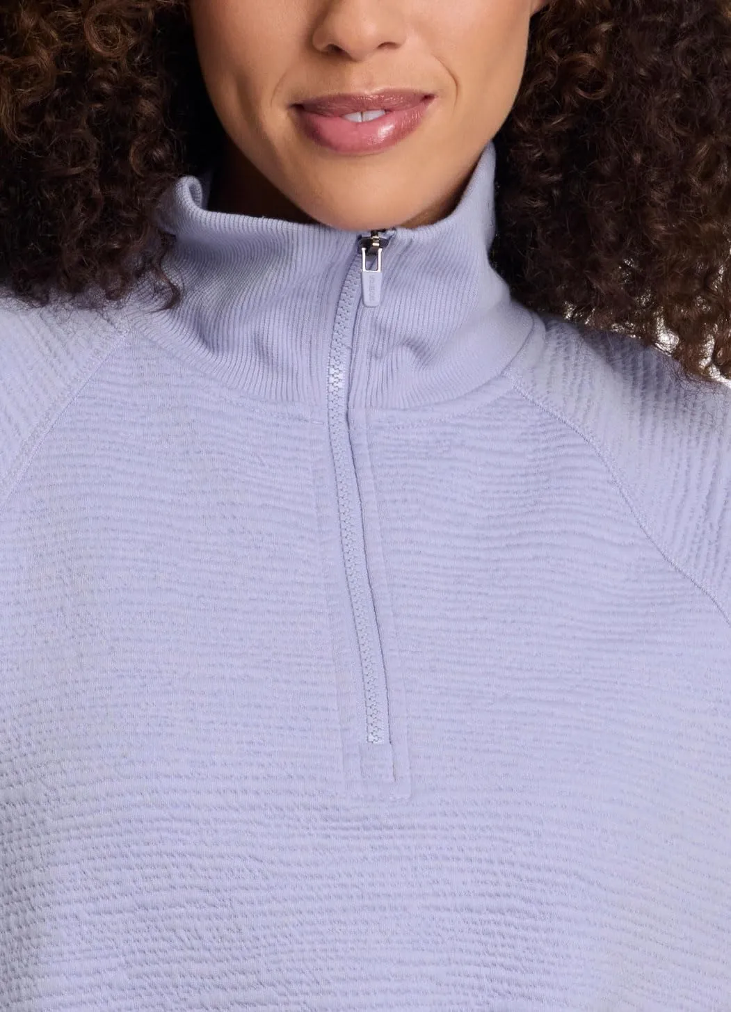 RBX Activewear Women's Quarter Zip Sweatshirt, Textured Cotton Blend 1/4 Zip Running Top Zip Mock Neck Pullover Sweater